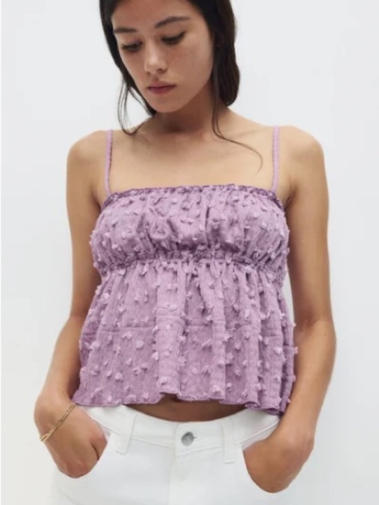 H&M Tops - H&M Divided Lilac Textured Babydoll Cami Tank Top